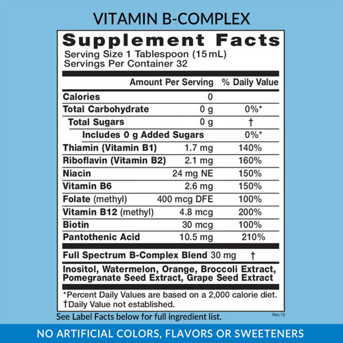 Eniva Liquid Vitamin B-Complex, 16 oz, Supplement Facts Eniva Liquid Vitamin B-Complex, 16 oz, Supplement Facts