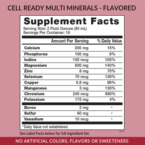 Eniva Cell-Ready Natural Flavors Multi Minerals, 32 oz, Supplement Facts Eniva Cell-Ready Natural Flavors Multi Minerals, 32 oz, Supplement Facts