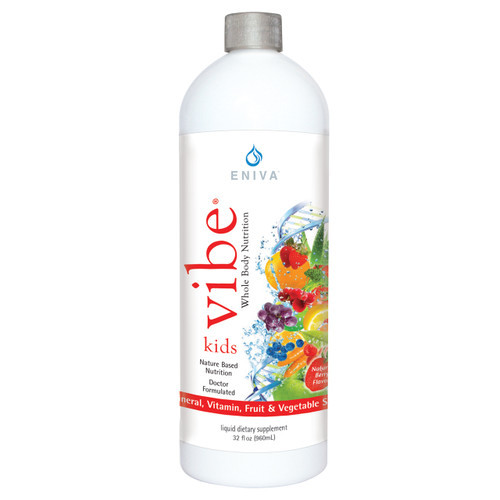Eniva VIBE Kids, 32 oz, concentrated liquid multivitamin liquid.