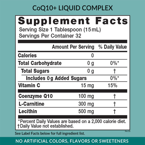 Eniva CoQ10+ Liquid, 16 oz, Supplement Facts