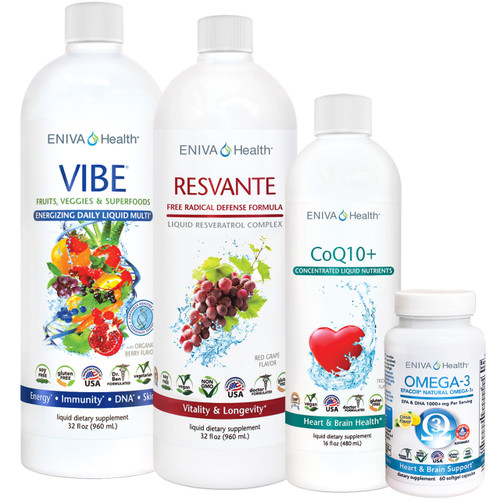 Brain - Nervous System Health Pack, Vibe Multi Vitamins & Minerals, ResVante Liquid Trans-resveratrol, CoQ10 Heart Health, Omega-3s - Essential Fatty Acids, Product ID 32032