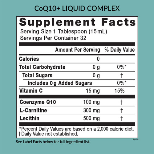 Eniva CoQ10+ Liquid, 16 oz, Supplement Facts
