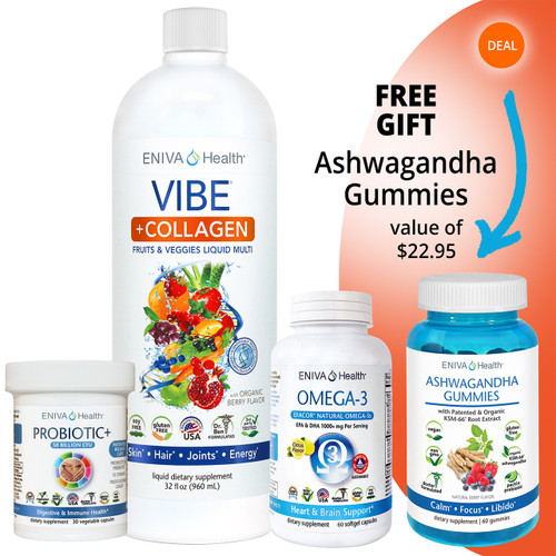 Nutritional Foundation Bundle, Vibe+Collagen, Omega-3 Fish Oil, Probiotic+, and FREE Ashwagandha Gummies, ID 32039