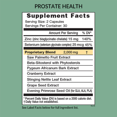 Natural Health Prostate, Supplement Facts