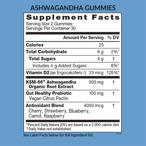 Supplement Facts, Ashwagandha Gourmet Gummies, 30 servings, 60 count