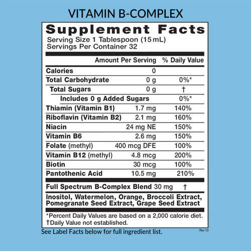 Eniva Health B-Complex, 16 oz, Supplement Facts