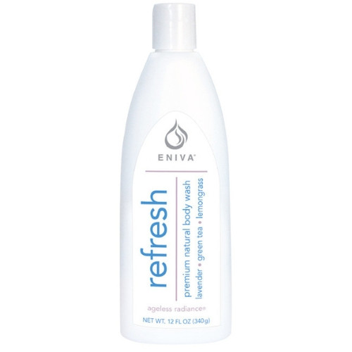 Eniva Refresh Premium Natural Body Wash, 12 oz, premium botanical extracts, reenergize skin and hair,* Lavender Flower, Lavender Oil, Green Tea, Lemongrass, Ylang Ylang Oil, Jojoba Oil, Pro-Vitamin B5, Safety Promise, No Parabens, No Phthalates, No MEA, TEA or DEA, No Glycols or Aluminum, No SLS or other sulfates,  No Dyes or Artificial Fragrances, Product ID 55011