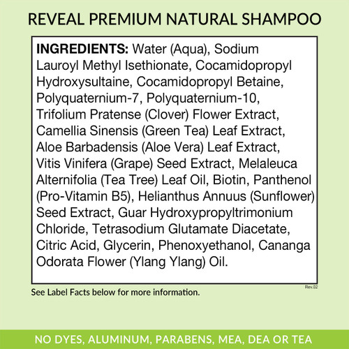 Eniva Reveal Premium Natural Shampoo, 12 oz, Ingredients