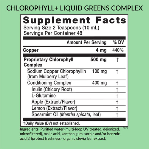 Eniva Health Liquid Chlorophyll+, 16 oz, Supplement Facts