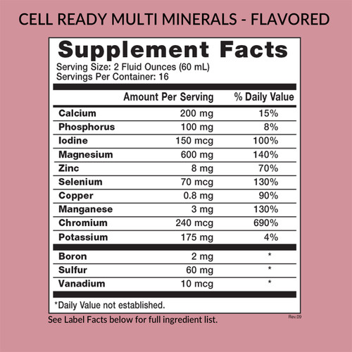 Cell Ready Multi Minerals - Flavored, Supplement Facts