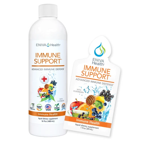 Eniva Natural Immune Support (16 oz), 1 oz packet, Immune Booster, Honey, Echinacea, Orange, Chamomile, Lemon, Broccoli, Apple, Blueberry, Cranberry, Green Tea, Oregano, Vitamin C, Vitamin D, Calcium, Magnesium, Copper, Zinc