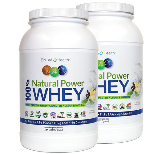 Eniva Natural Power 100% Whey Protein, 76 servings, Soy Free, Gluten Free, Isolate Primary Source, Whey Concentrate, Hydrolyzed Whey Peptides, 76 servings, 25 grams protein per serving, Vanilla Flavor, Hormone Free, Antibiotic Free, 99% Lactose Free, No Gluten, Non-GMO, Product ID 7301C