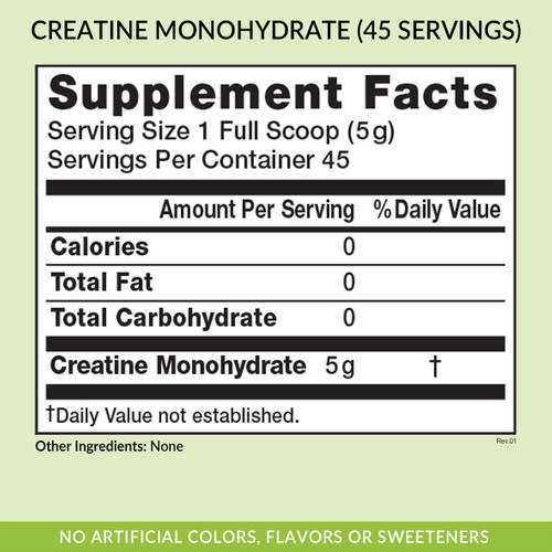Creatine Monohydrate 45 Servings ID 7307, Muscle Strength & Performance*, Micronized for Better Mixing, Supplement Facts, Doctor Formulated, Gluten Free, Non GMO, Vegan, Ingredients Panel