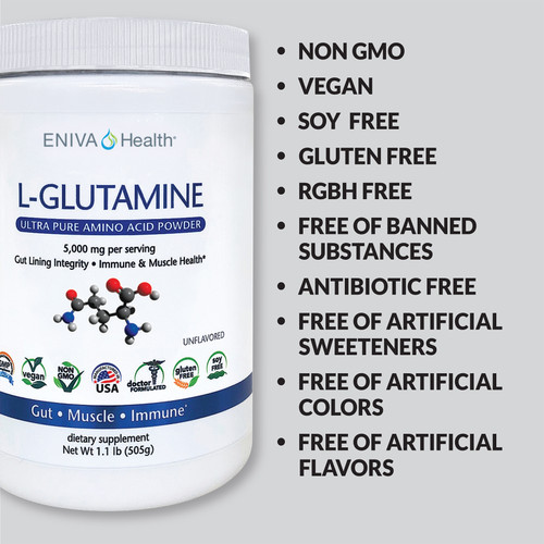 Eniva L-Glutamine, Vegan, Soy Free, Gluten Free, Free of Banned Substances, Antibiotic Free