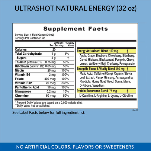 UltraShot Liquid Supplement, 32 oz, Supplement Facts