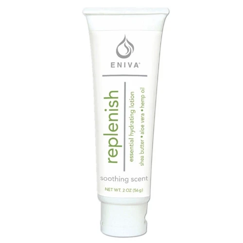 Eniva Replenish Natural Hydrating Lotion, nourishes body with a natural moisture-rich botanicals and oils, quickly absorbs, hydrates and softens skin, velvety nutrients penetrate for firm, smooth, radiant skin hydration, nourishing and hydrating botanicals oils,* non-greasy lotion, Coconut Oil, Hemp Oil, Bamboo, Oatmeal, Aloe Vera, Green Tea, Shea Butter, Safety Promise, No Parabens, No Phthalates, No MEA, TEA or DEA, No Glycols or Aluminum, No SLS or other sulfates, No Dyes or Artificial Fragrances