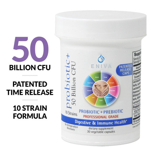 Eniva Lactobacillus Probiotic Complex, 30 caps, vegetable capsules, dietary supplement, optimize the health of digestive and intestinal environments, healthy balance of intestinal flora, bacteria aids balanced digestive and intestinal environments, proper nutrient absorption, assists during occasional GI distress, supports bowel regularity, healthy beneficial bacteria,* Product ID 12005