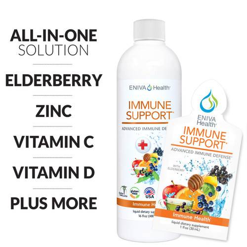 Immune Health - With Elderberry Sambucus Syrup, Echinacea, Broccoli, Oregano, Vitamin C, Vitamin D, Green Tea
