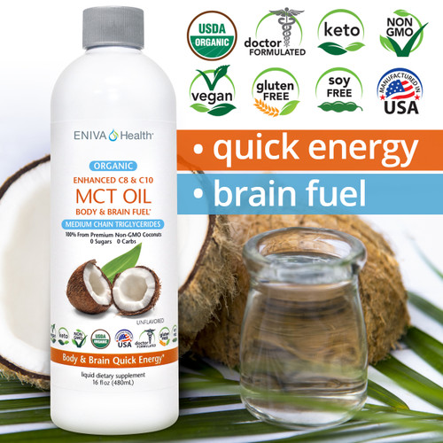 Organic MCT Oil, Quick Energy , Brain Fuel, Vegan, Gluten Free, Keto