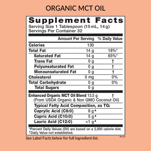 Organic MCT Oil Supplement Facts