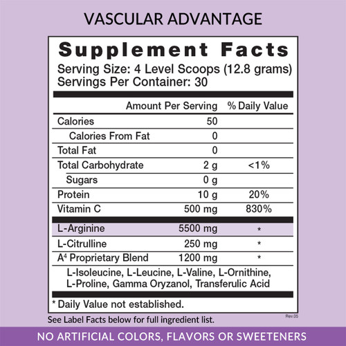 Vascular Advantage, Supplement Facts Vascular Advantage, Supplement Facts