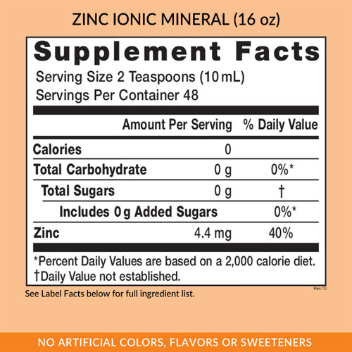 Eniva Liquid Zinc Concentrate, 16 oz, Supplement Facts