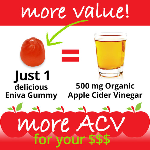 Eniva Apple Cider Vinegar 2 Times more ACV, 2 Times More Servings, 50% Less Calories, Better Flavor