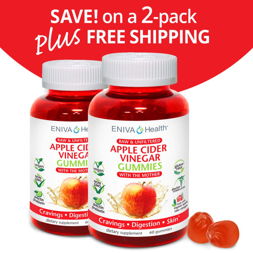 Apple Cider Vinegar Gummies; 2 pack; 120 Gummies, Free Shipping