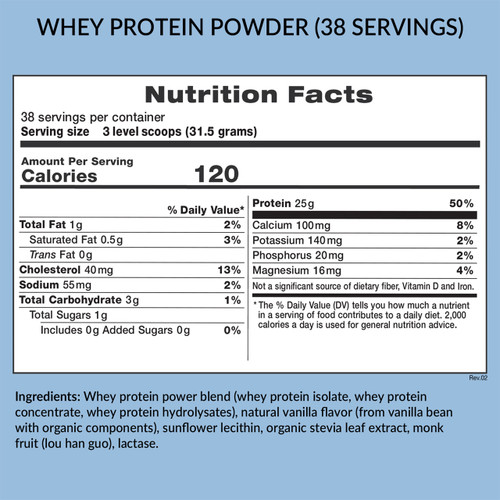 Natural Power 100% Whey Protein, Supplement Facts