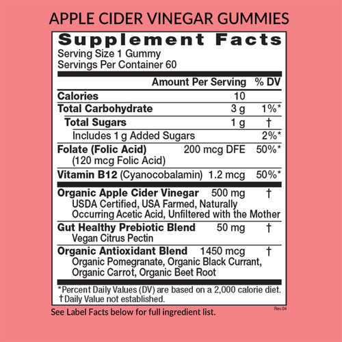 Apple Cider Vinegar Gummies, Supplement Facts
