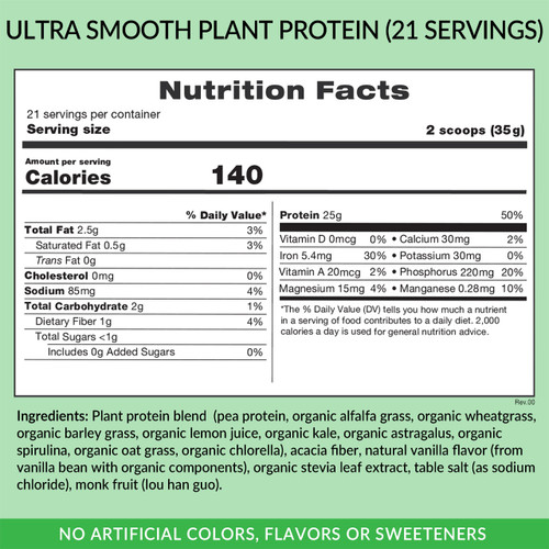 Ultra Smooth Plant Protein (21 Servings) Nutrition Facts