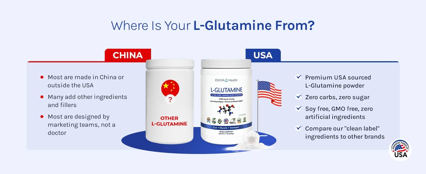 Eniva health L-Glutamine is US sourced