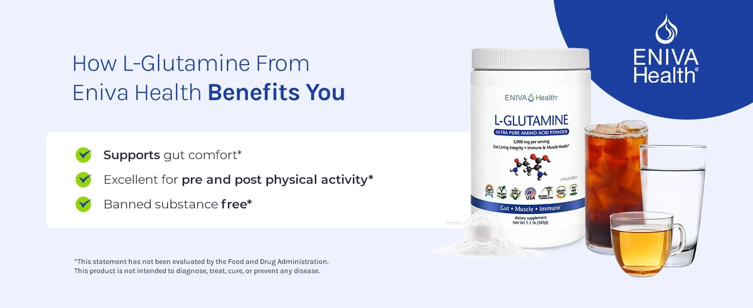 l-glutamine powder for gut comfort and for pre and post physical activity 