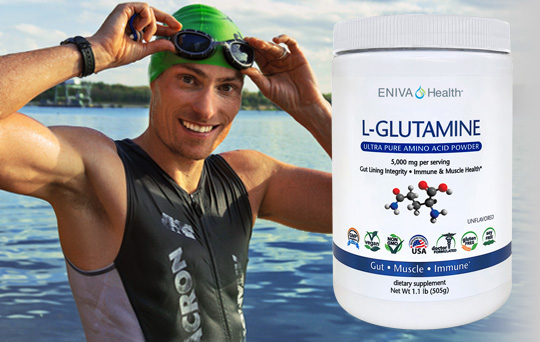 A swimmer using vegan glutamine