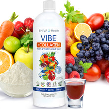 VIBE + Collagen Liquid Daily Multi, Superfoods, Collagen, Hyaluronic Acid, Healthy Aging, Collagen Supplement, Collagen Powder, Fruits & Veggies Daily Multi Vitamins, Liquid Supplement, 32 oz, ID 27060