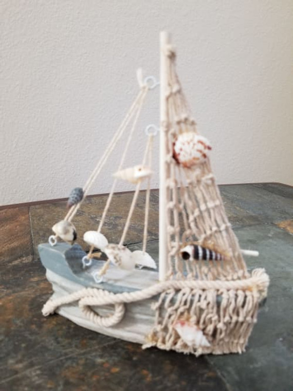 Seashell Sail Boat Table Decor