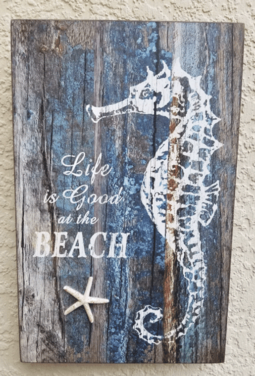 Life is good at the beach seahorse wall decor