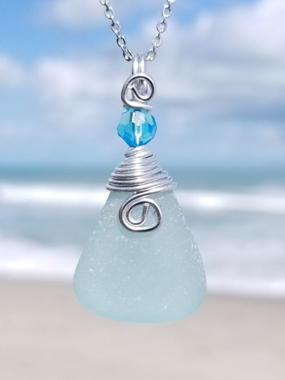 Beautiful Teal Sea Glass Necklace #322
