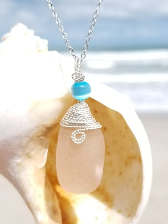Big Pink Sea Glass Necklace #219
