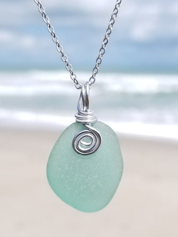 Seafoam Sea Glass Necklace #174