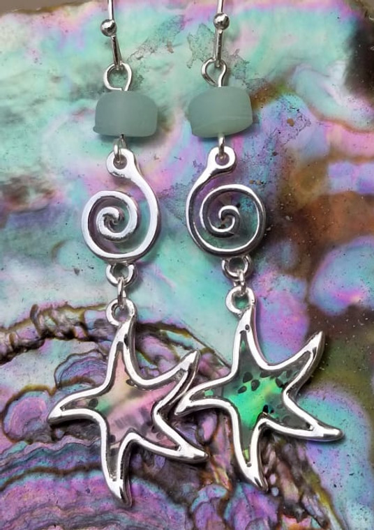 Abalone Star Fish Earrings #639