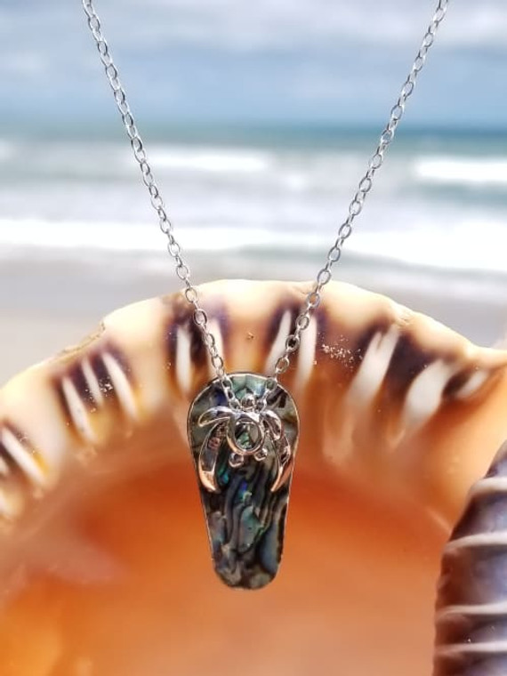 Flip Flop Abalone Shell Turtle Necklace #183