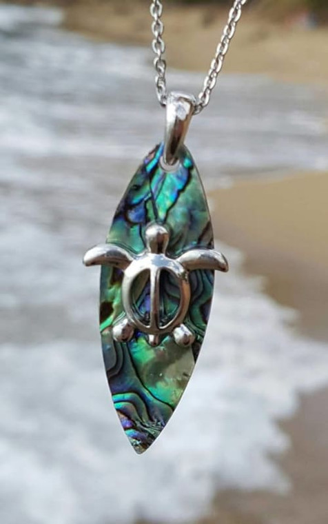 Abalone Shell Turtle - Surfboard Necklace