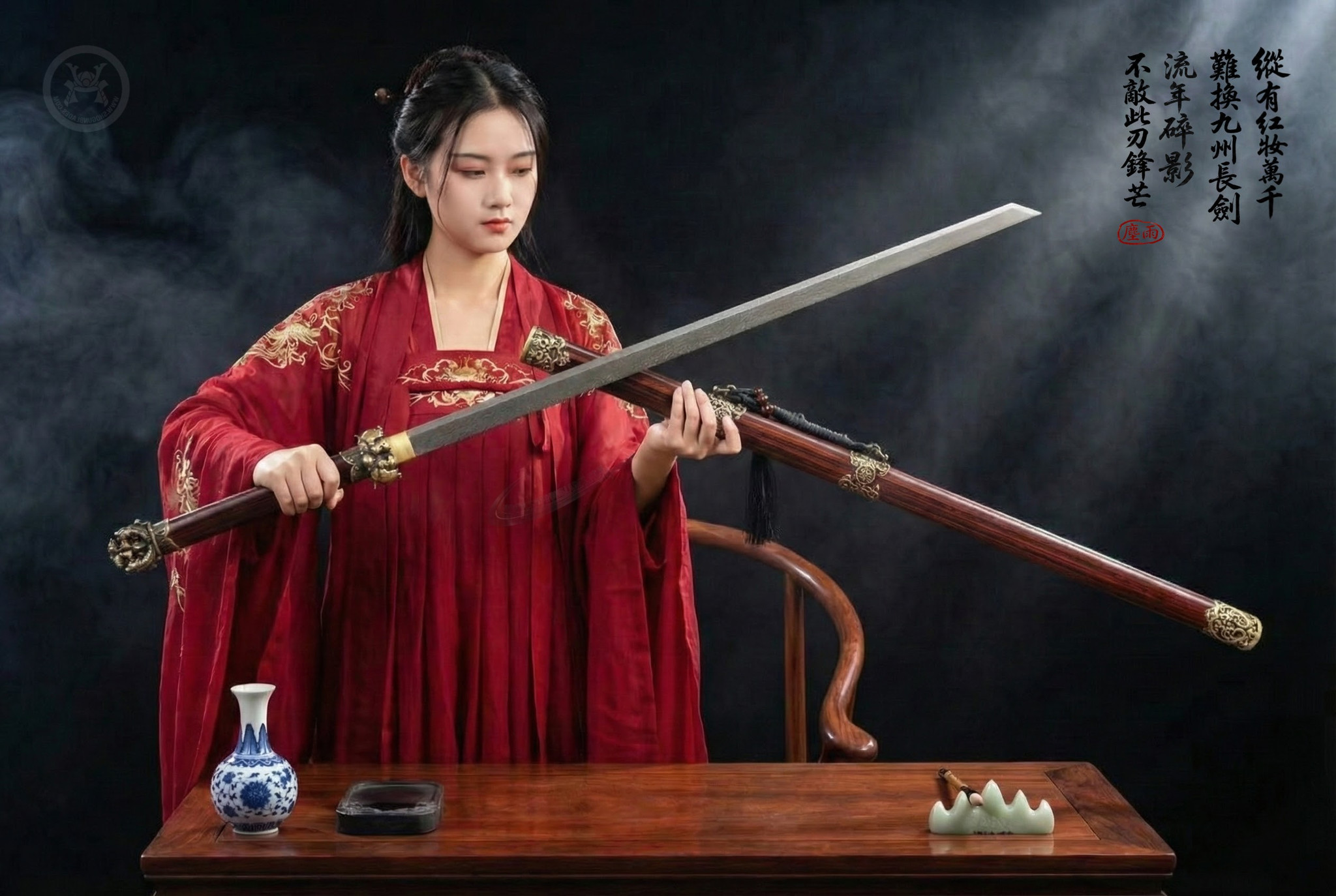 Wind Walker Tang Dao Shogun Blade Feather Pattern Steel