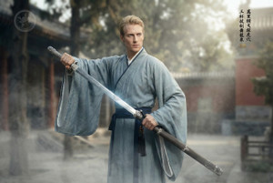 Dark Silver Water Dragon: Damascus Steel Tang Dao - Straight Blade Sword |《 暗銀水龍》