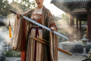 Celestial Peak: Folded Steel Tang Heng Dao - Antique Copper & Full Tang | 《凌霄》