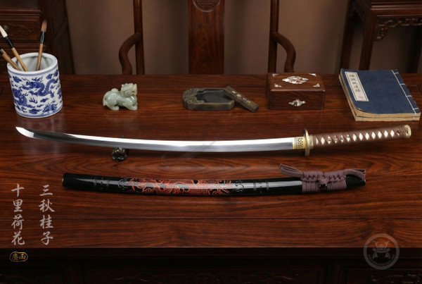 Autumn Dragon: Mirror Polished 5160 Katana - Solid Copper Fittings & Full Tang | 《秋龍》