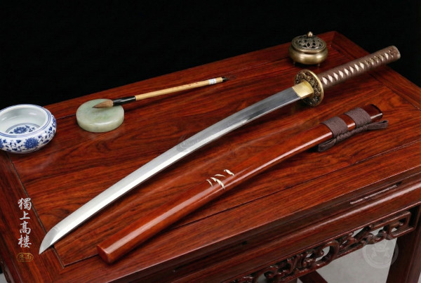 Cloud Crane: Mirror Polished 5160 Katana - Solid Copper & Full Tang | 《雲中鶴》