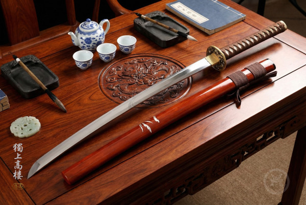 Cloud Crane: Mirror Polished 5160 Katana - Solid Copper & Full Tang | 《雲中鶴》