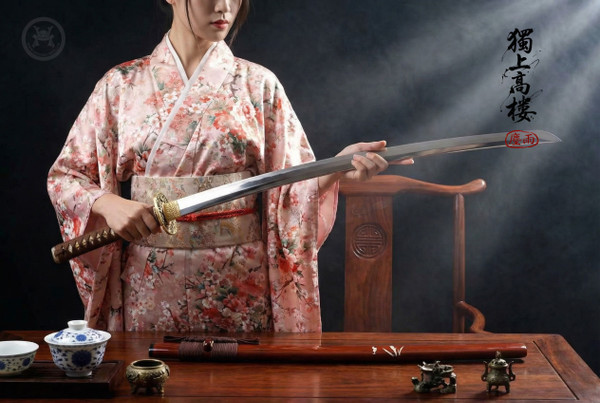 Cloud Crane: Mirror Polished 5160 Katana - Solid Copper & Full Tang | 《雲中鶴》